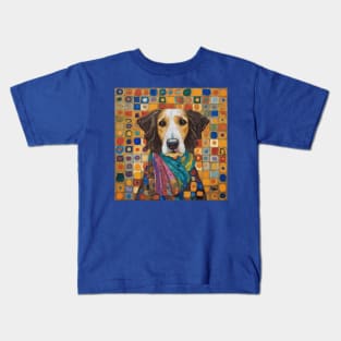 Gustav Klimt Style Dog with Colorful Scarf Kids T-Shirt